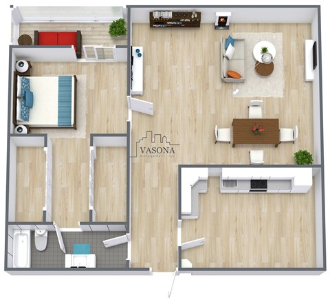 A floor plan of a Vasona apartment layout.